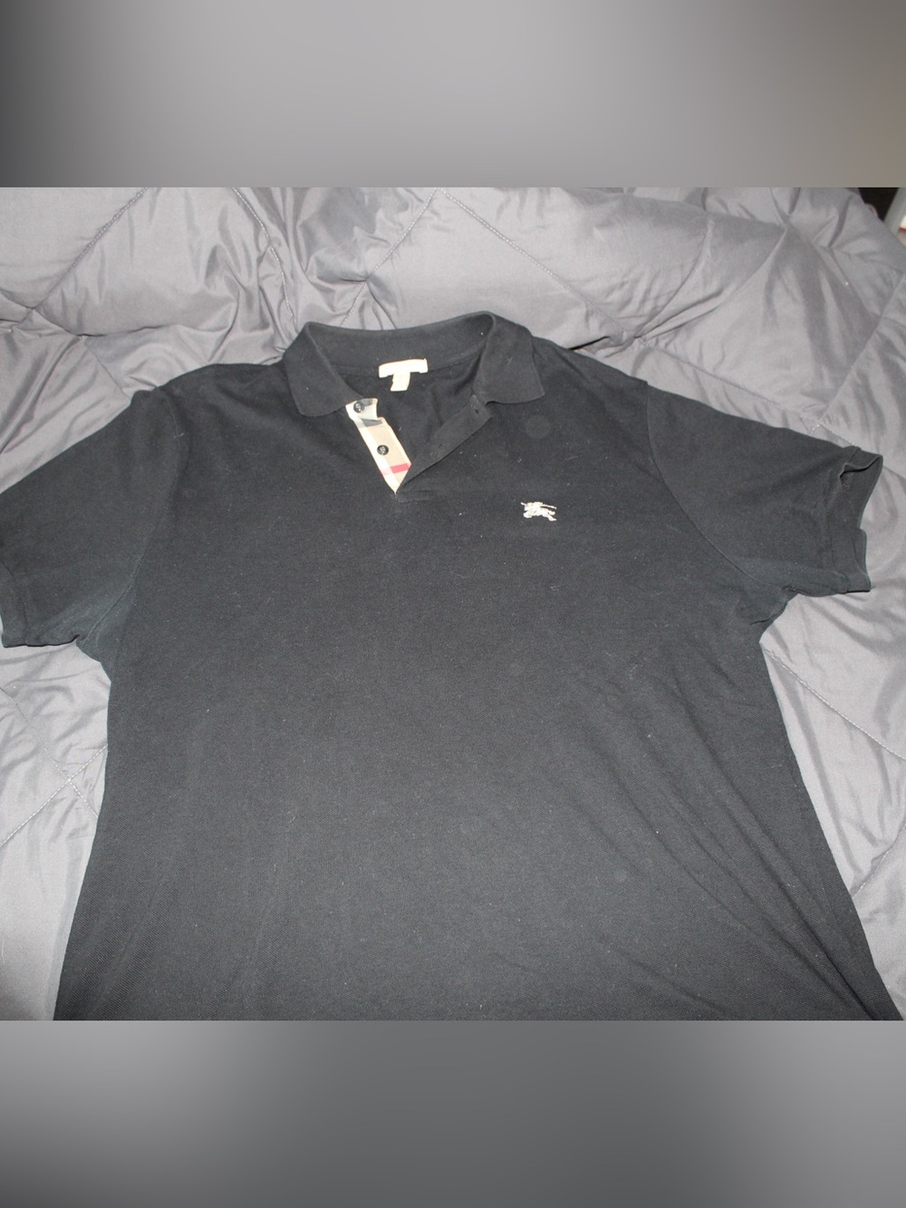 Burberry Black Men's Polo with Contrast Logo Stitch